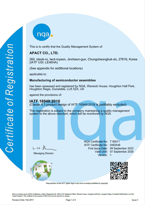 QHSAS 9001 certification of approval(English)